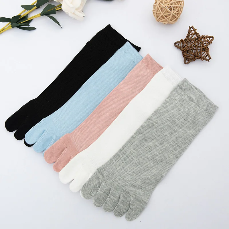 Spring Summer Silk Cotton Toe Socks 5 Pairs Sets Women Short Sock 68S Super Thin Men Soft Fresh Breathy Christmas 5Pairs/Pack