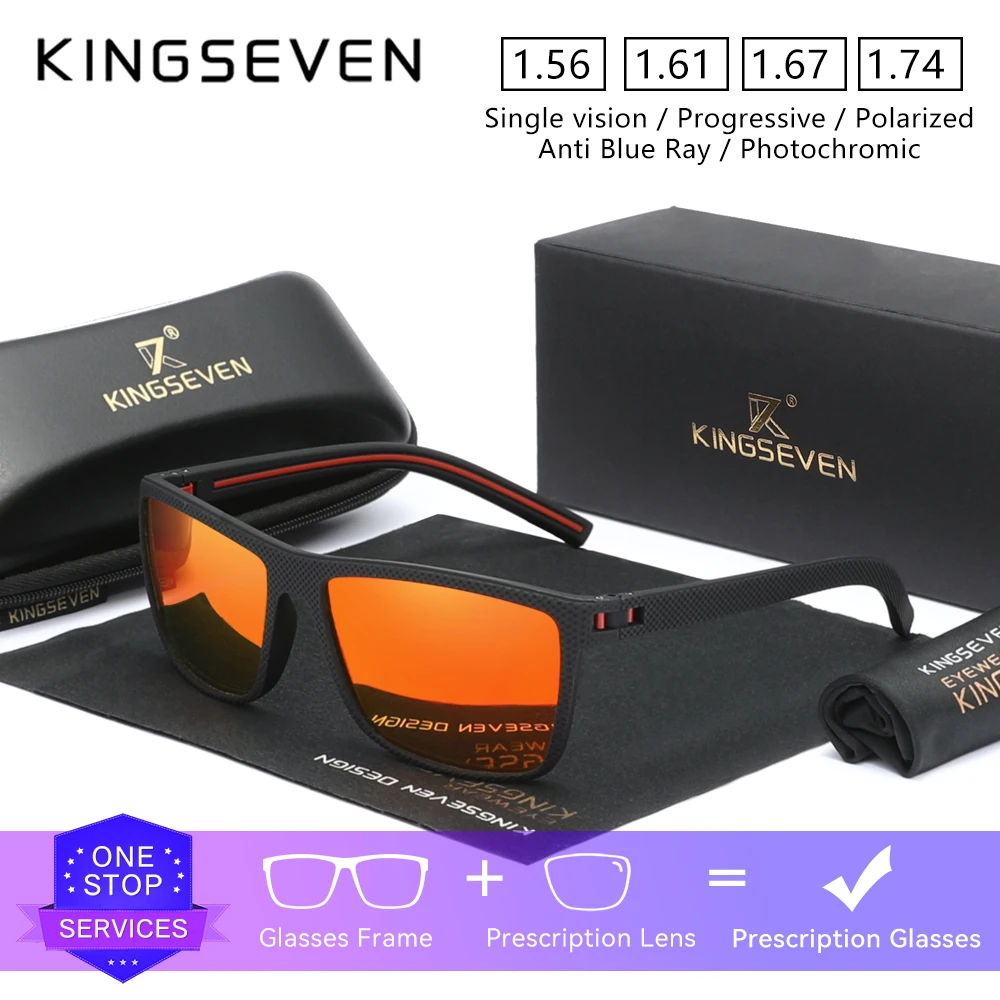 KINGSEVEN النظارات الشمسية بعدسة بصرية خارجية للرجال والنساء وصفة طبية لقصر النظر مد البصر نظارات تقدمية للسفر نظارات عصرية