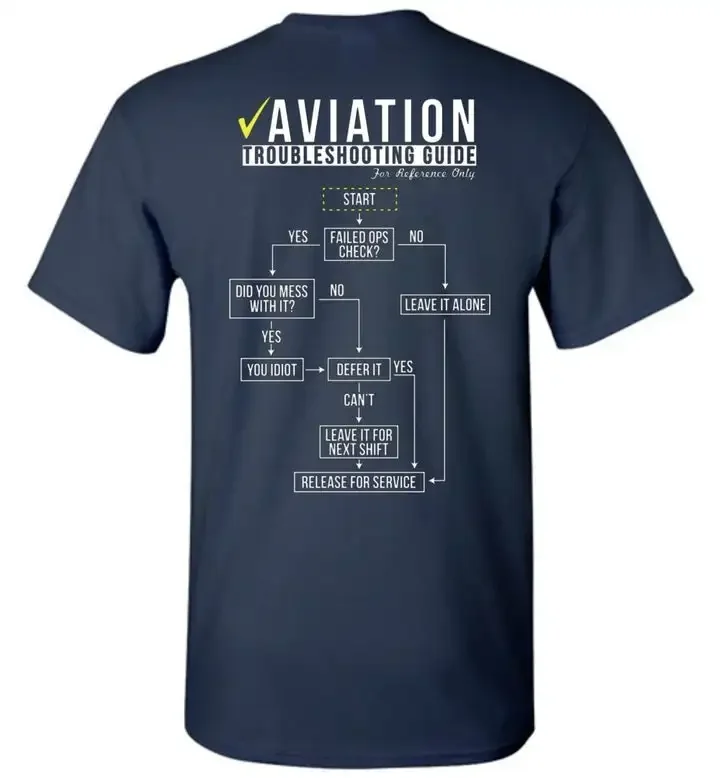 Funny Aviation Troubleshooting T-Shirt. Summer Cotton Short Sleeve O-Neck Mens T Shirt New S-3XL