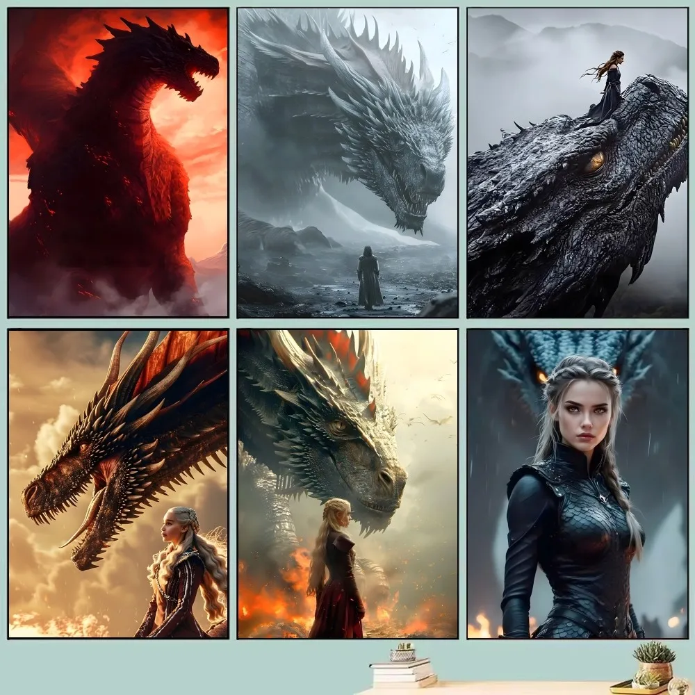 1 قطعة G-Game Of Thrones التنين العثة لا مؤطرة المشارك كرافت نادي بار ورقة Vintage ملصق جدار الفن اللوحة غرفة نوم دراسة ملصقات #1