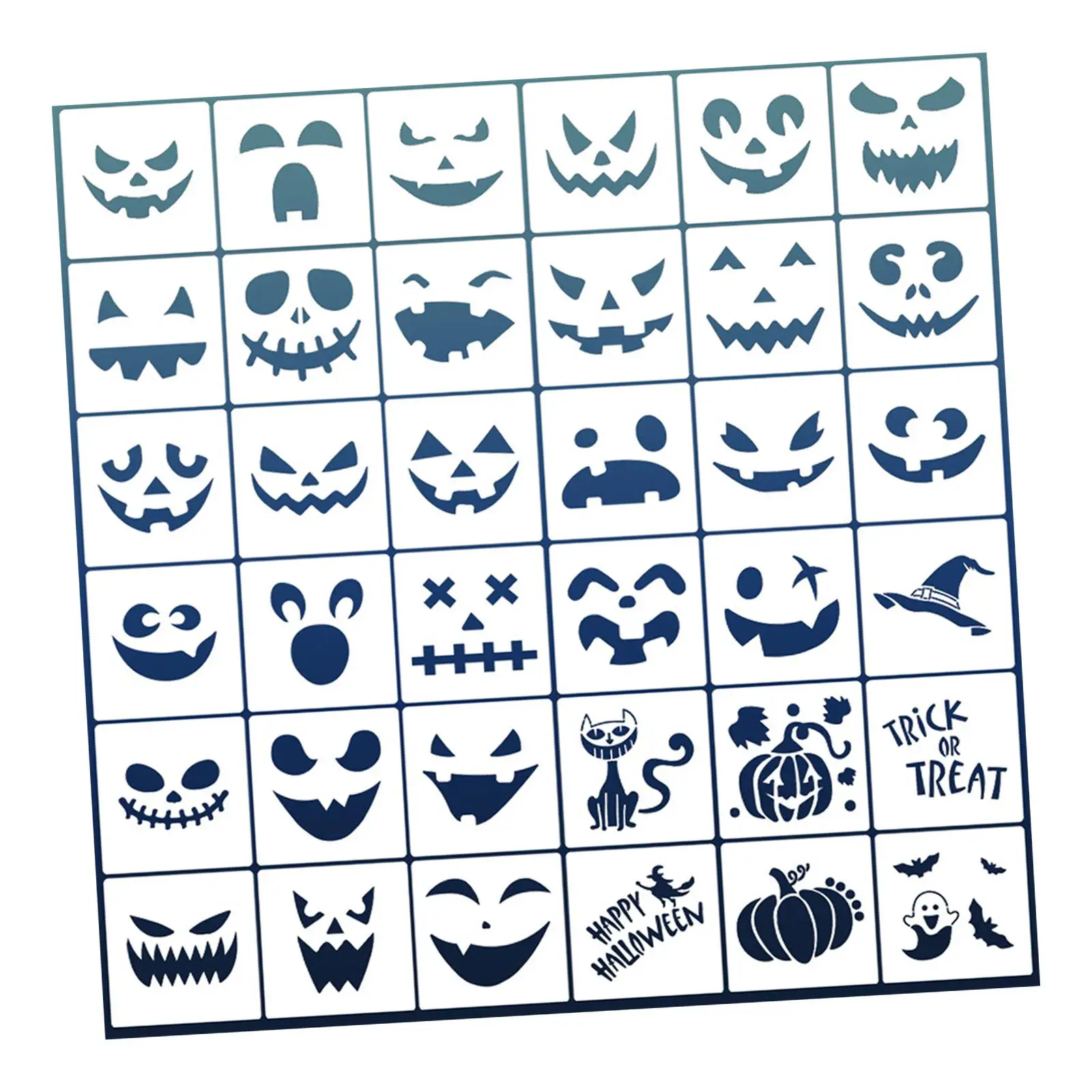 36Pcs Face Painting Templates DIY Supplies Reusable Face Drawing Smooth Pumpkins Face Stencils Halloween Holiday Birthday