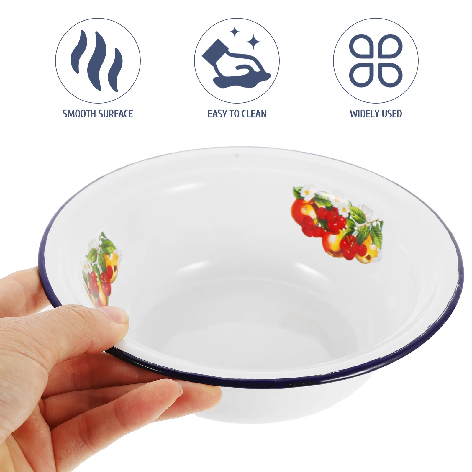 

2 Pcs Retro Decor Enamel Soup Bowl Large Mixing Vintage Sourdough Spaghetti Ramen Bowls Noodle