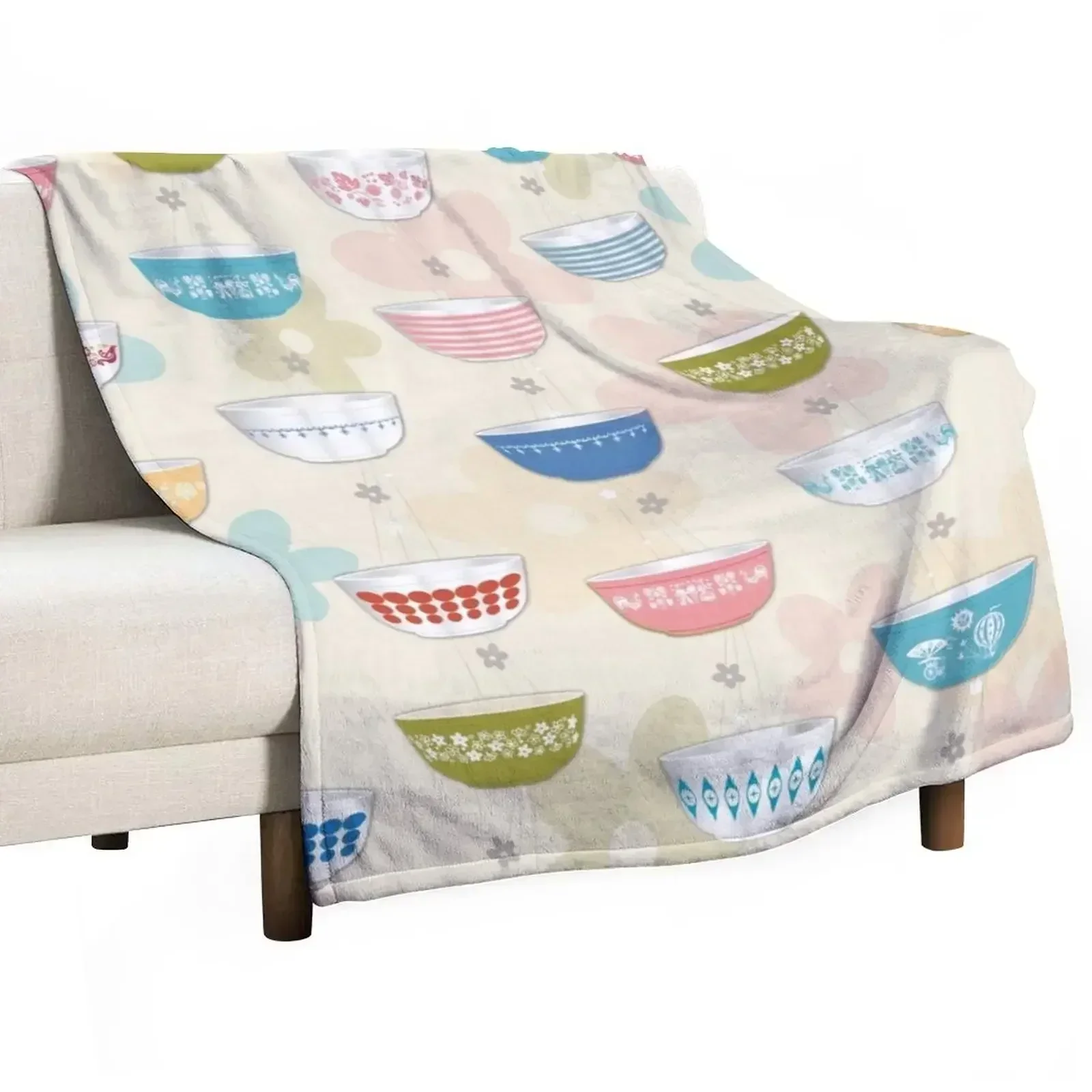 Vintage Pyrex Bowls Collection Throw Blanket Heavy Bed Fashionable Hairys Single Cute Plaid Luxury Brand Blankets