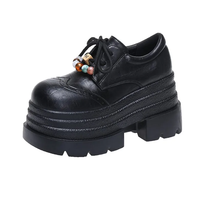 جديد 2025 المرأة أحذية رياضية من الجلد الخريف عالية منصة الدانتيل متابعة حذاء كاجوال نعل سميك 10 سنتيمتر الكعوب أحذية مشي Zapatos Mujer