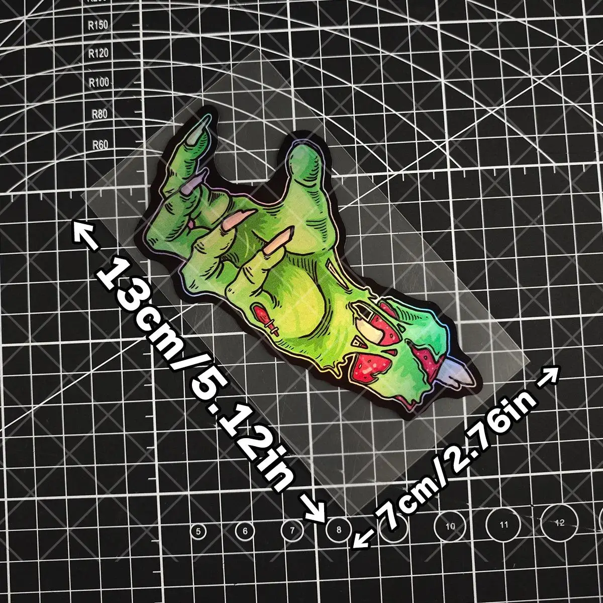 1PC Green Zombie Hand Holographic Waterproof Vinyl Decal for Car Motorcycle Helmet Skateboard Laptop
