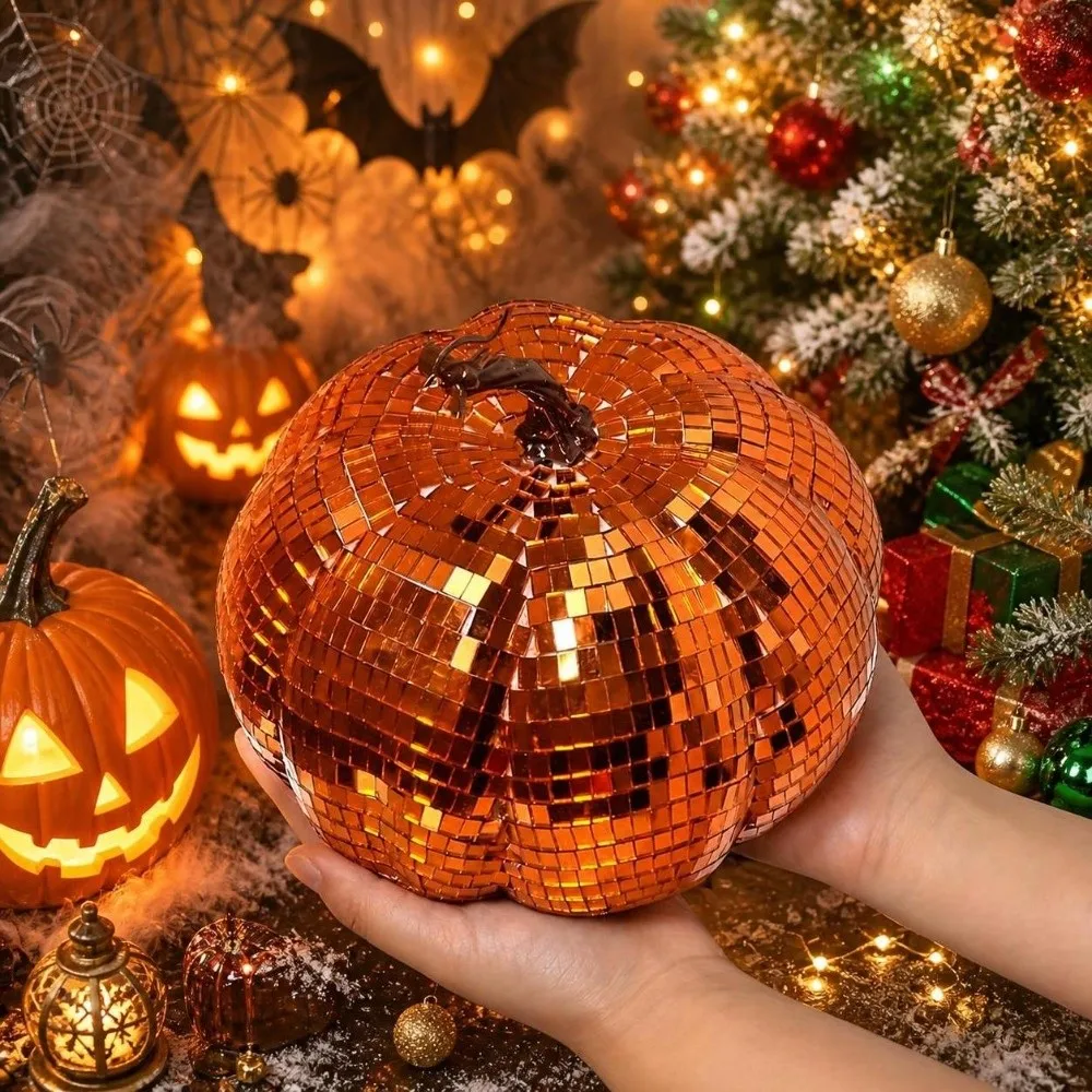 Creative Colorful Mirror Pumpkin Ornament Small Size Exquisite Disco Ball Pumpkin Pumpkin Figurines Birthday Party