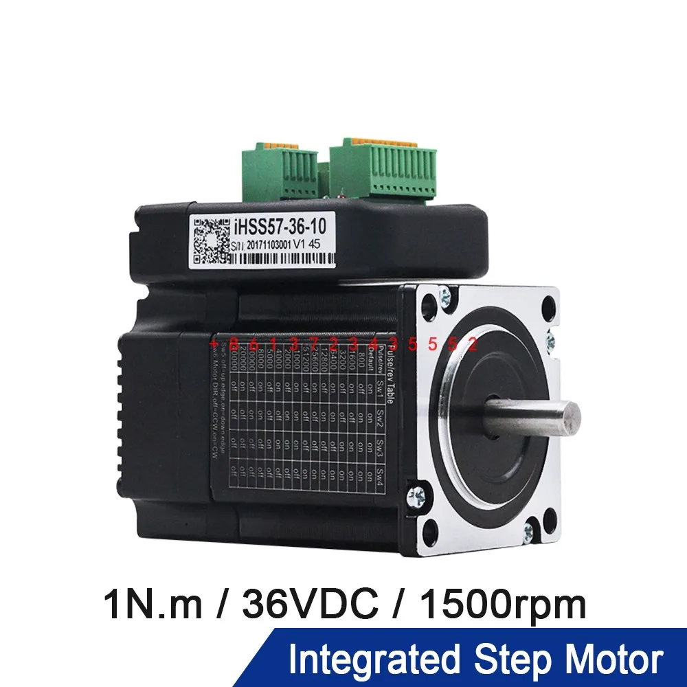 

JMC 2Phase Nema23 1N.m 0-1500rpm Hybrid Integrated Closed Loop Stepper Servo Motor Driver 36VDC iHSS57-36-10 for CNC