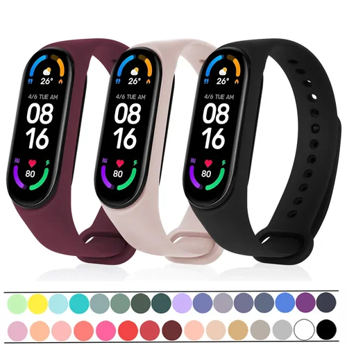 Imagen 2 del producto Correa de reloj para Xiaomi Mi Band 7 6 5 4 3 pulsera de silicona correas de muñeca correa Mi Band 6 7 5 4 accesorios para reloj inteligente