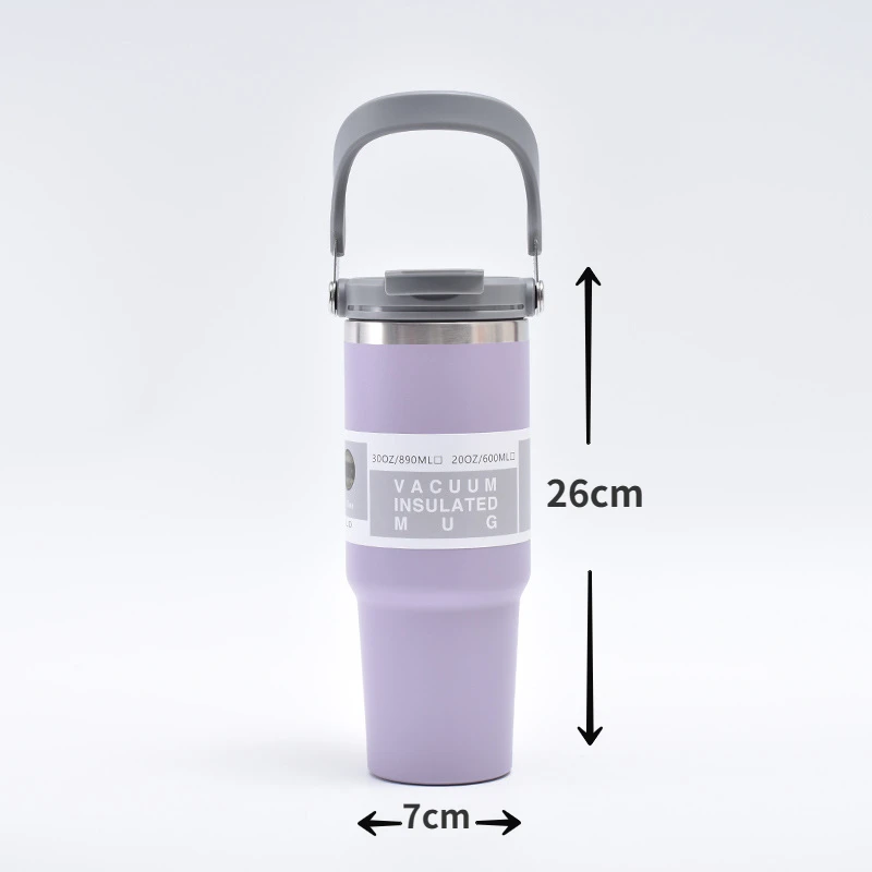 30oz Thermal Cup Stainless Steel Water Bottle with Straw Leakproof Car Tumbler Vacuum Insulated Flask for Outdoor Sports Gym