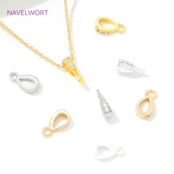 5/10Pcs 18K Gold Plated Inlaid Zircon Pendant Bail With Open Ring,Bails For Pendants,For DIY Bracelet Jewelry Making Accessories