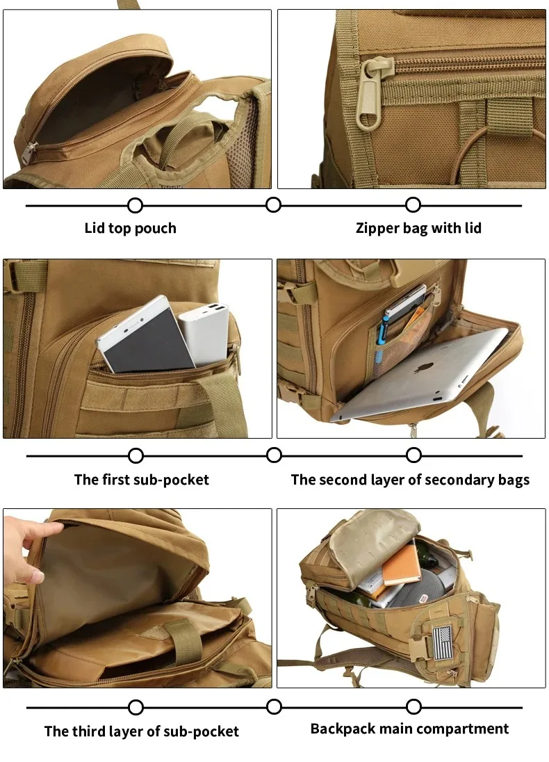 35L Large Capacity Men's Tactical Backpack Outdoor Camping Hunting Hiking Trekking Survival Bag Multifunctional Backpacks S28bf0b6219094b7e8f87ac3f2ed0d9e0k