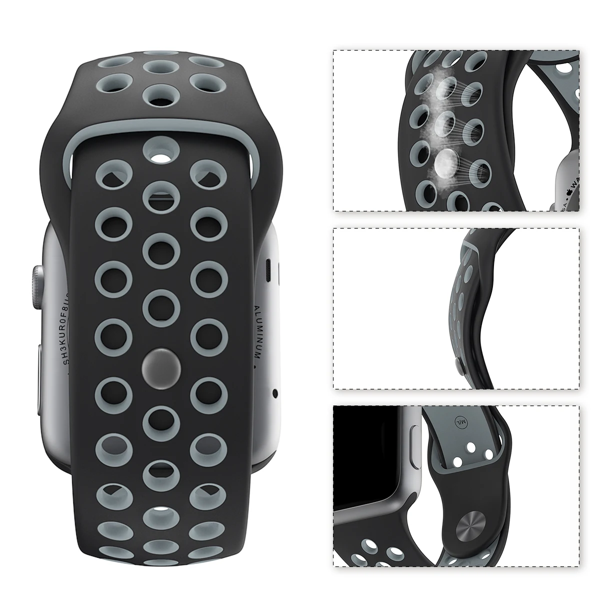 حزام سيليكون لساعة أبل العصابات 44 40 مللي متر 45 41 مللي متر 38 مللي متر 42 مللي متر حزام سوار لسلسلة iWatch se 9 8 7 6 5 3 الترا 2 الفرقة 49 مللي متر