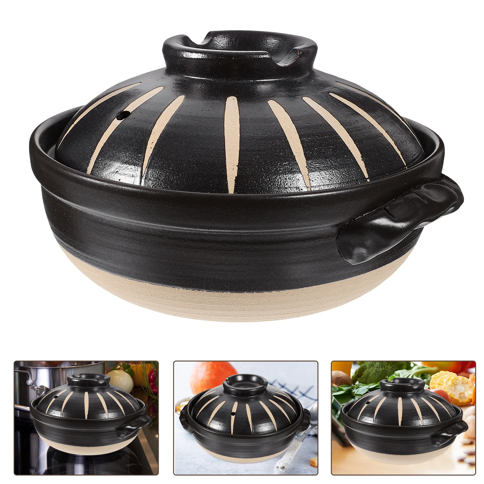 

Japanese Donabe Pot Ceramic Casserole Earthenware Clay Cooker for Soup Rice Stew Stock Cooking