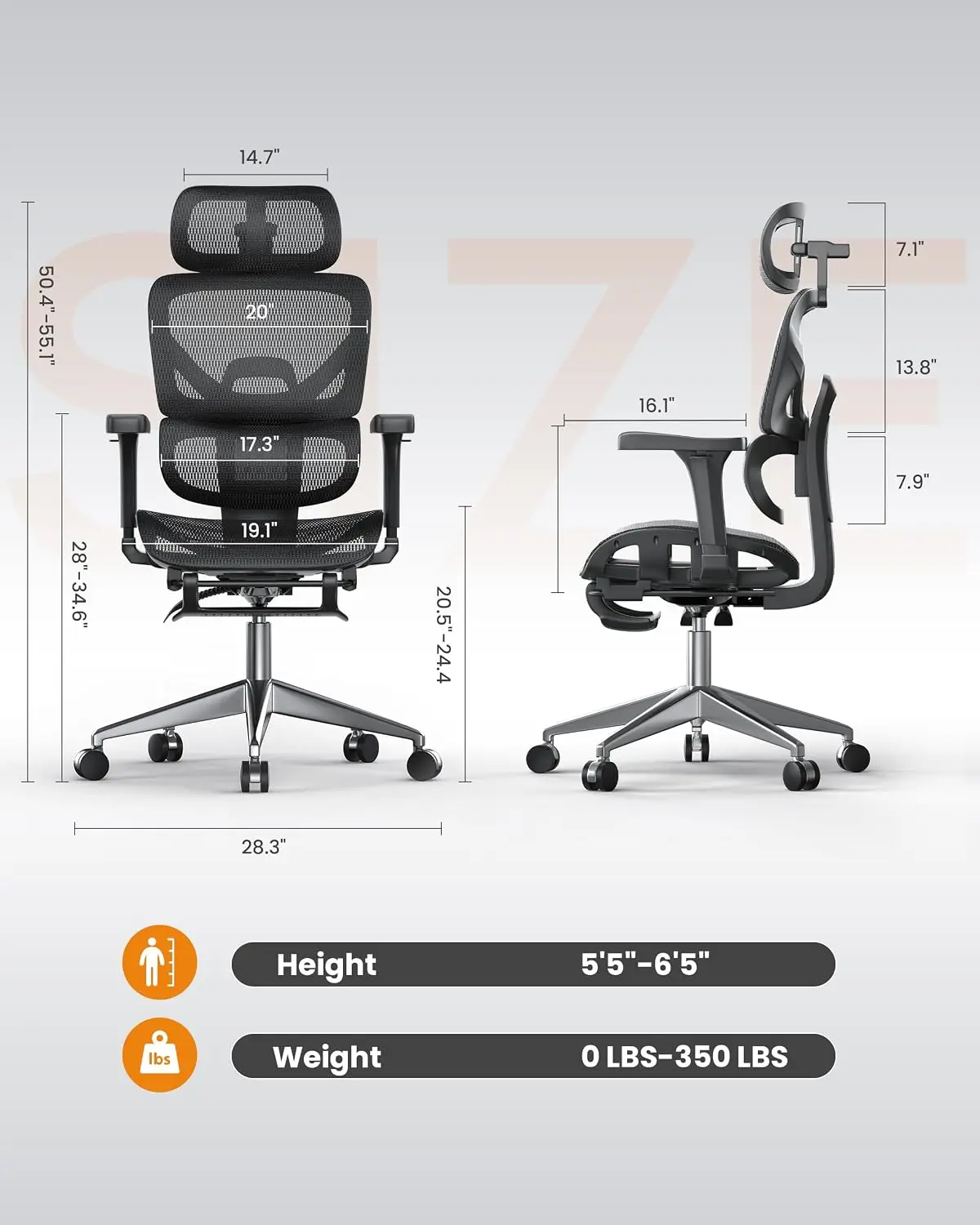 Ergonomic High Back Office Chair For Home Work & Gaming Black, Customized