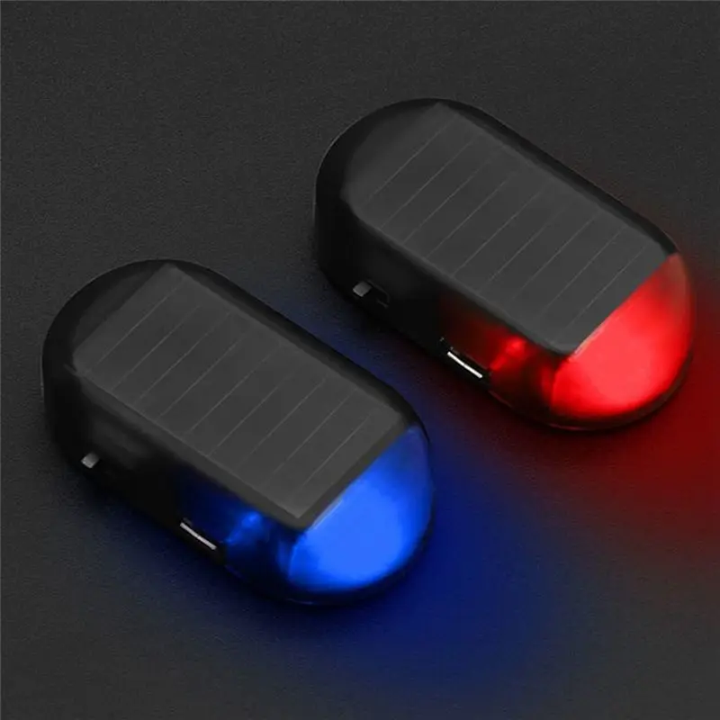 Multifunctional Car Solar Light Analog Warning Flashing Light 1 PCS Black, Blue Light