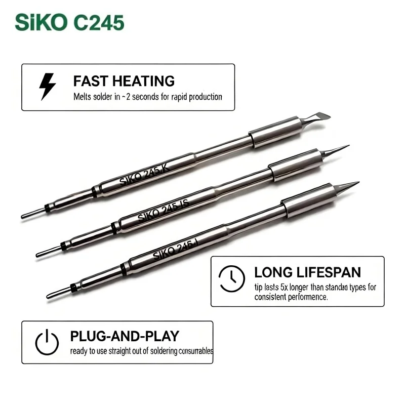 SiKO C245 Soldering Tip Set I IS K 3 Types 2s Fast Heating for JBC T245 Phone Pad Tablet PCB Micro Soldering BGA Rework Repair - view 6