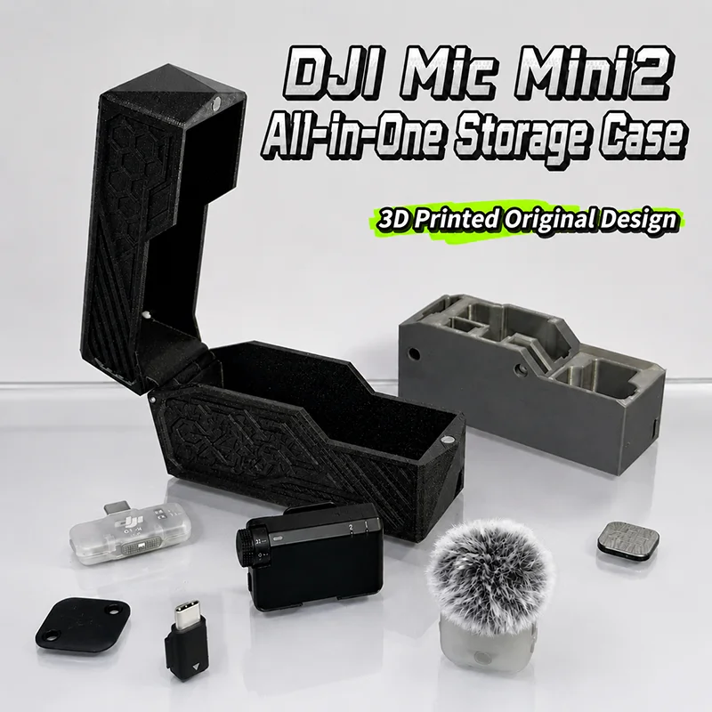 1PCS 3D Printed Storage Case Organizer Box for DJI Mic Mini 2 Camera Phone Version 1-to-1 Magnetic Holder