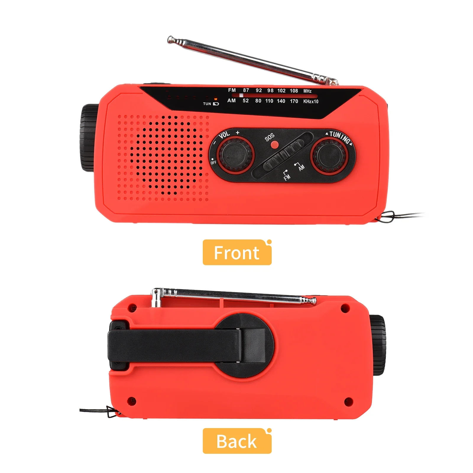 Wind Up Solar Radio Emergency Solar Radio Crank Powered Radio with Rechargeable Battery SOS Alarm AM/FM Bright Flashlight Headph