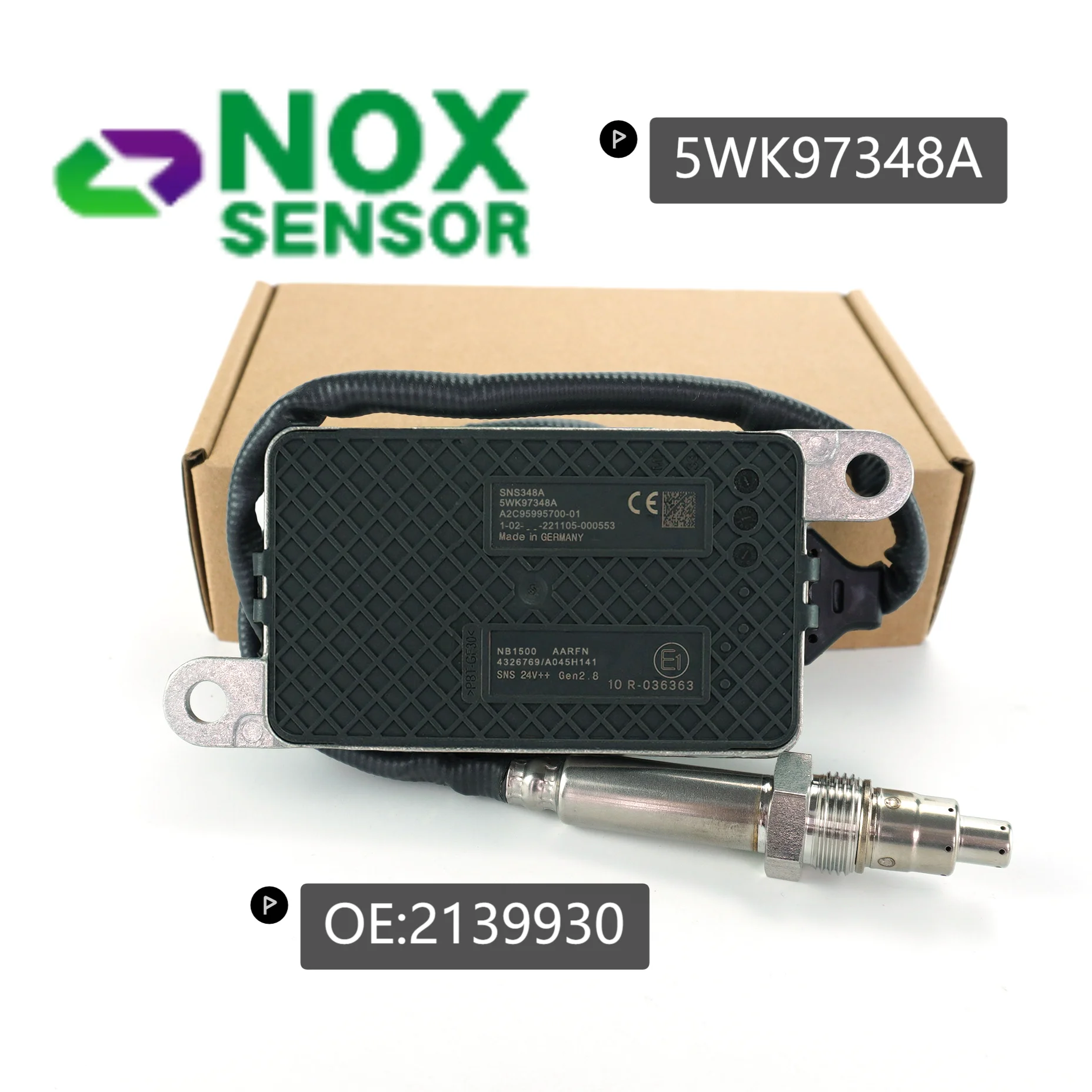 

4326769 5WK97348A 2006243 2139930 1928760 1953530 Nox Sensor Nitrogen Oxide Nox Sensor For DAF For Cummins CF XF F7 Truck 24V