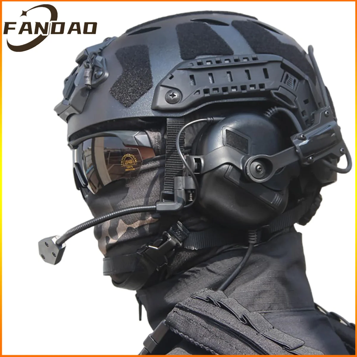 

FANDAO Airsoft SF Helmet Set Fast Helmet with Tactical Headset Paintball Goggles and Mask Adjustable Outdoor CS Hunting Gear