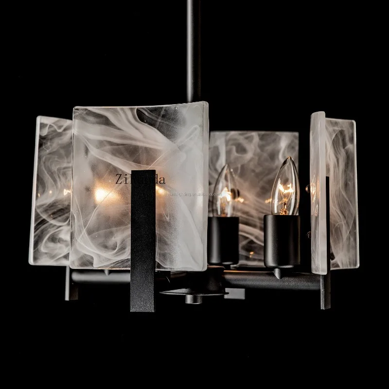 Chandelier bronze steel glass lampshade four lights modern style suitable for kitchen island restaurant indoor chandelier