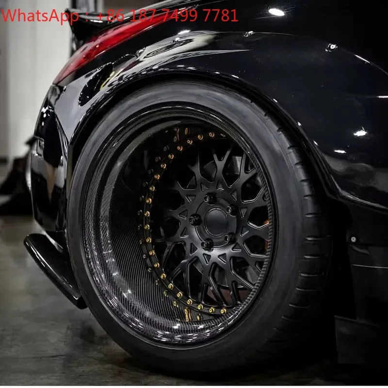 Forgex 3 Piece Forged Wheels 18 19 20 21 22 24 Inch F142 Style Carbon Fiber Barrel Mesh Rims for R8 M3 M4