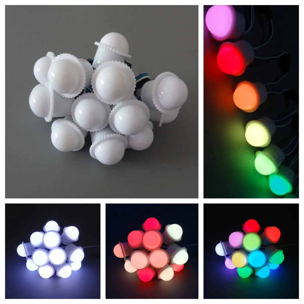 

Free Shipping 20pcs DC12V WS2811 26MM RGB LED Module Point Lights Diameter Milky Cover 3 led 5050 SMD LED Pixel Lamp Waterproof