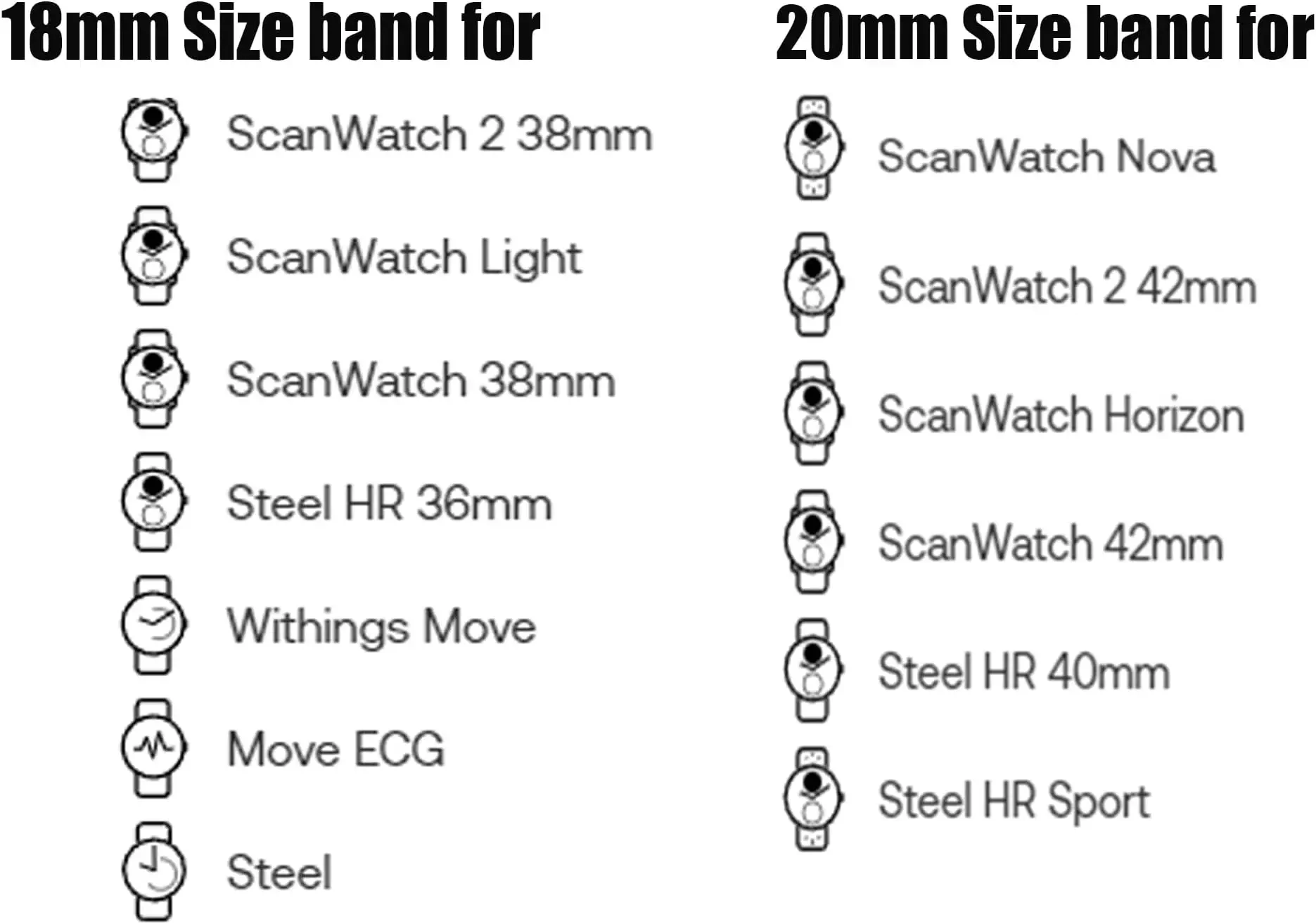 18mm 20mm Stainless Steel Metal Strap For Withings ScanWatch 2 38mm/42mm Sport Band For Steel HR 36 40mm/Light/HR Sport/Move/ECG