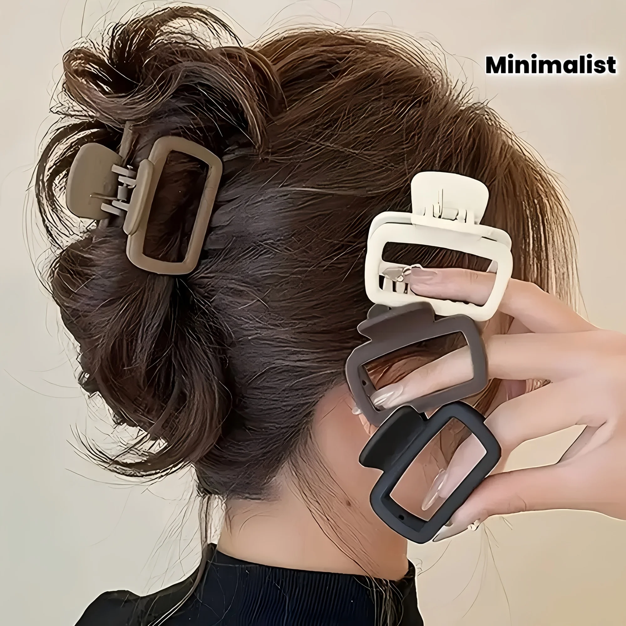 Elegant Matte Square Hair Clips Set Fashion Multi-purpose Shark Claws for Ponytail Bun Daily Styling Makeup Matching