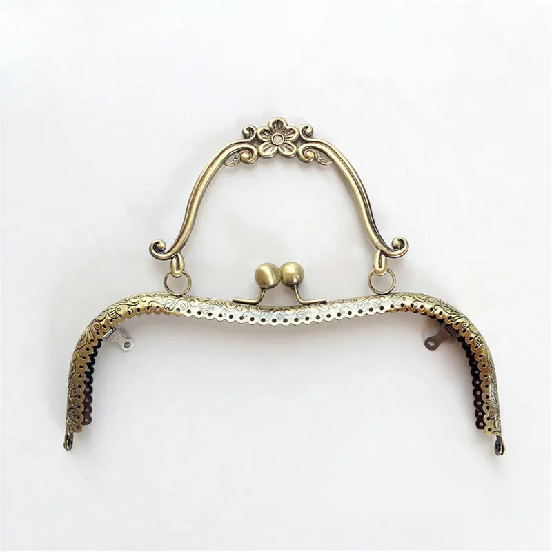 10pcs 20.5cm Metal Purse  Frame Wallet   Hand Closure DIY Handle Vintage Kiss Lock Bronze For Clutch Accessories 10pcs