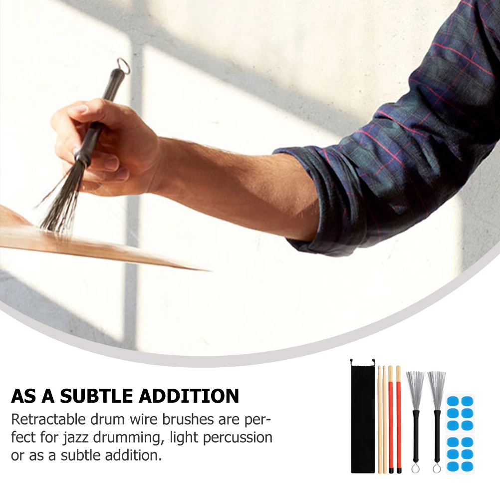 

1Set Drum Brush Set Wooden Drumsticks Rute Sticks Drum Dampeners Balanced Grip Drumming Accessories Set Drumsticks for