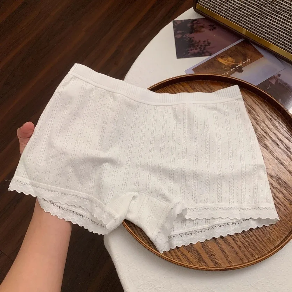 Fashion Mid Waist Lace Safety Pants Lingerie Underwear Sweet Floral Shorts Anti-exposure Cotton Flower Panties Daily