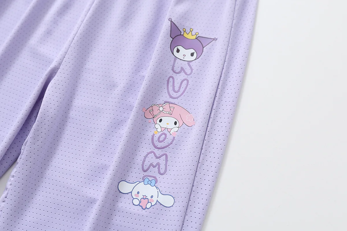 2024 Summer Children's Anti-Mosquito Pants Kawaii Kuromi Sanrio Figure Kids Mesh Pants Cool Summer Loose Trousers Gifts