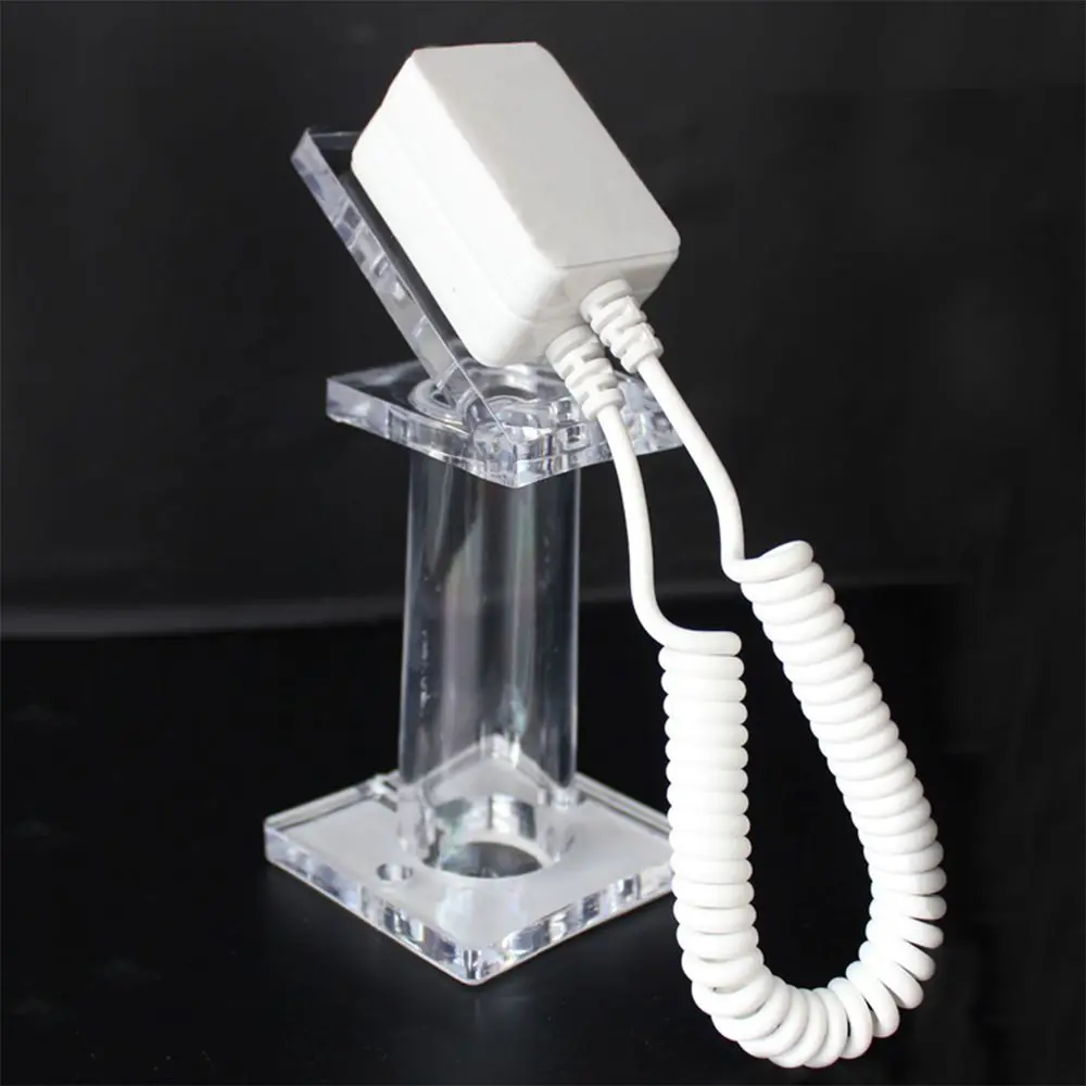 Immagine 3: Supporto per Telefono Trasparente con Catena a Molla, Base di Sicurezza Durevole, Espositore per Cellulari