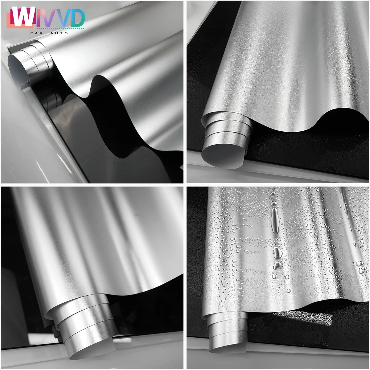 Alexandria Silver Vinyl Wrap PET Self Adhesive Sticker Waterproof  Decals Car Chrome Satin Silver Wraping For Car Motorcycle