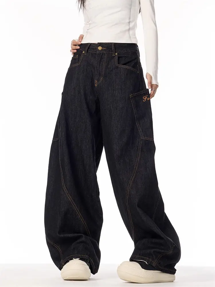 Y2K Retro Washed Gallery Shape Scimitar Pants Women 2024 Spring and Autumn New Loose Popular Casual Pants