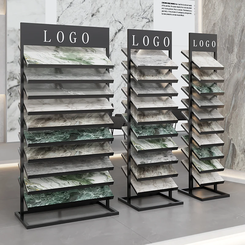 Stone color plate rack Tile display rack Floor-to-ceiling wood floor Sample rack Aluminum gusset shelf Cabinet door shelf