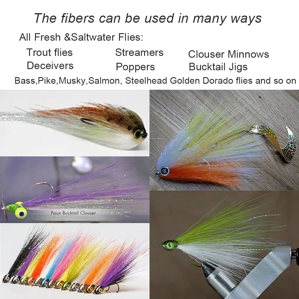 5,71 Zoll lange, konisch zulaufende Kunst-Bucktail-Faser zum Fliegenbinden für Mayfly-Schwänze, Nymphenflügel, Streamer, Poppers, Bucktail-Musky-Jig-Köder – Detail 7