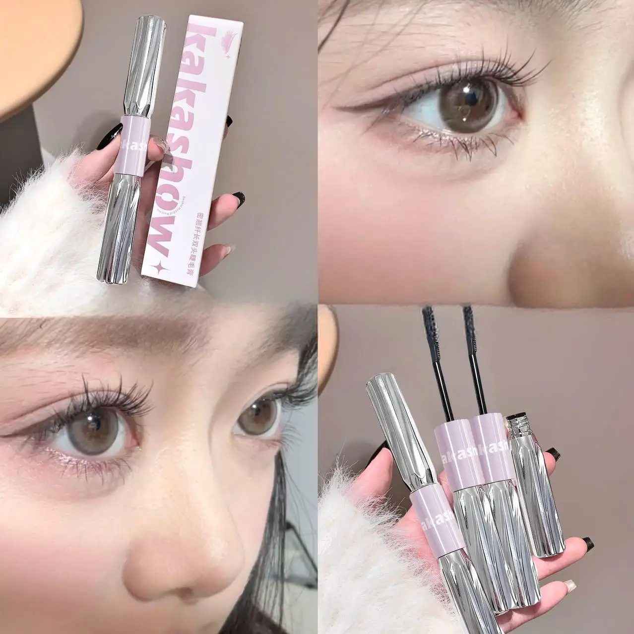 カカショー 厚みのあるスレンダーな両端マスカラ 防水 長持ち 汚れにくい 自然なカール アイメイク まつげクリーム