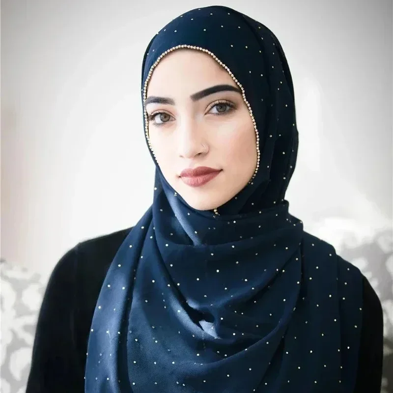 Luxury Solid Chiffon Head Scarf Solid Soft Long Muslim Scarves for Women Hijab Musulman Femme Shawl and Wrap Foulard Islamique