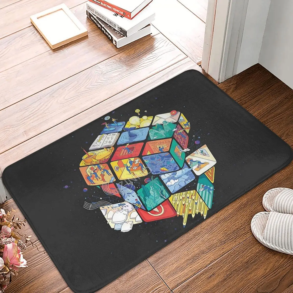 Magic Cube Intelligence Game Square Non-slip Doormat Square Life Bath Kitchen Mat Prayer Carpet Home Modern Decor