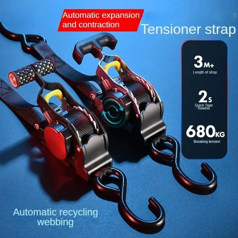 Auto Straps For Cargo Tape Retractable Belts For Motorcycles Ratchet Strap For Load Luggage Strap Ratchet Tensioner Belt For Car image 3