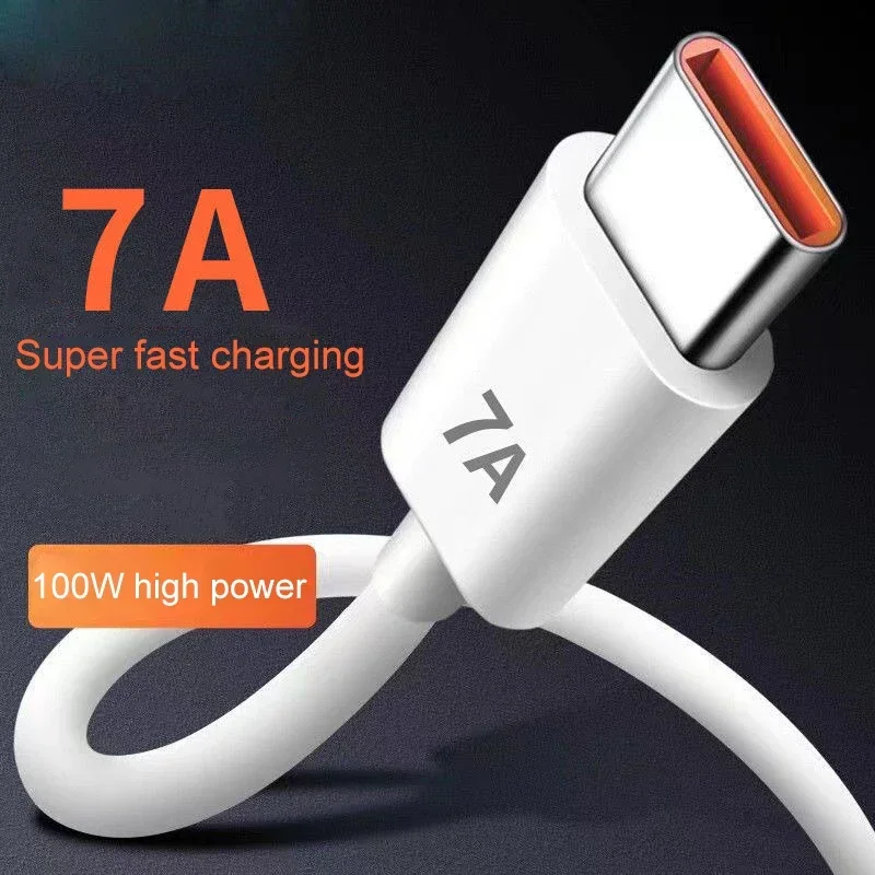 7A 100W USB Type C Super-Fast Charge Cable for Huawei P40 P30 Mate 40 USB Fast Charing Data Cord for Xiaomi Oneplus Realme