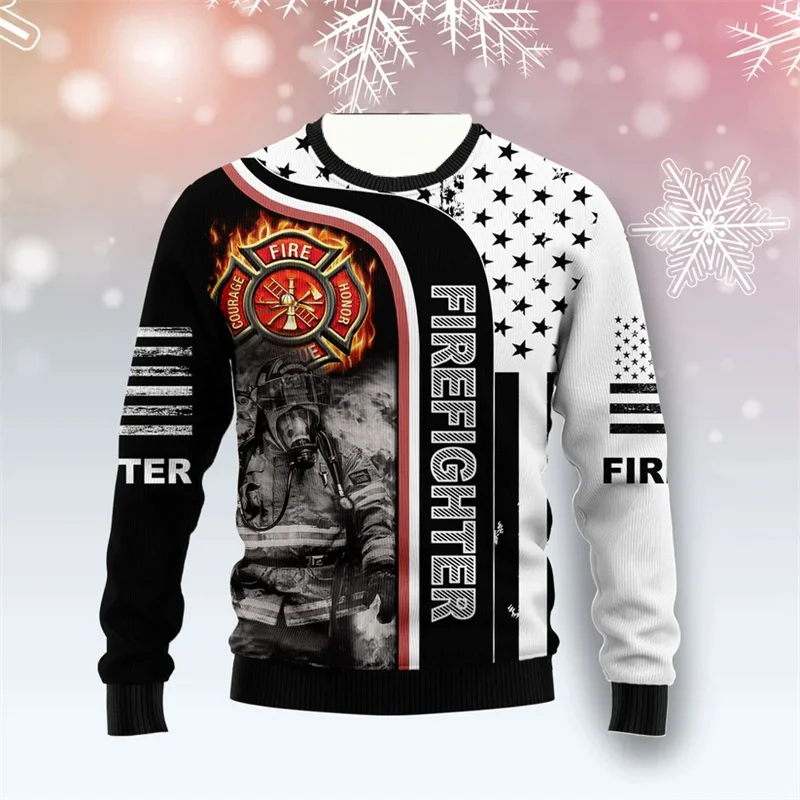 New 3D Printed Christmas Elements Christmas Tree Santa Claus Pattern Art Print Ugly Sweater Street Casual Winter Sweater S-16