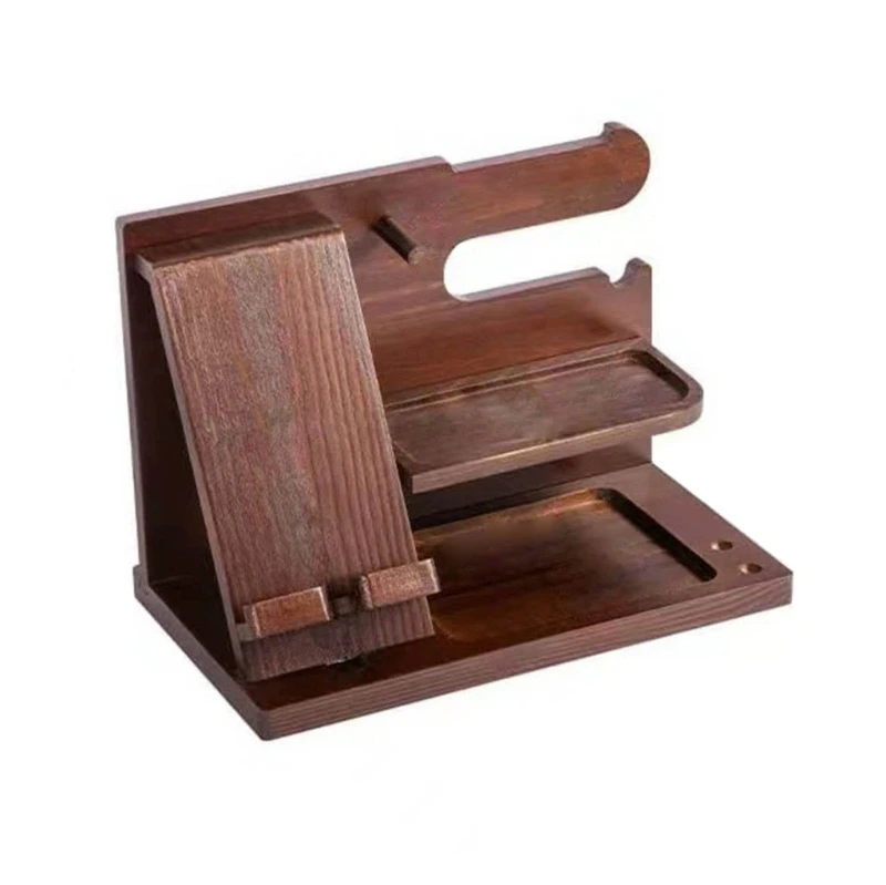 Wooden Bedside  Wood Phone Docking Station  Holder Wallet Stand Watch Storage Rack Valentines Multifunctional