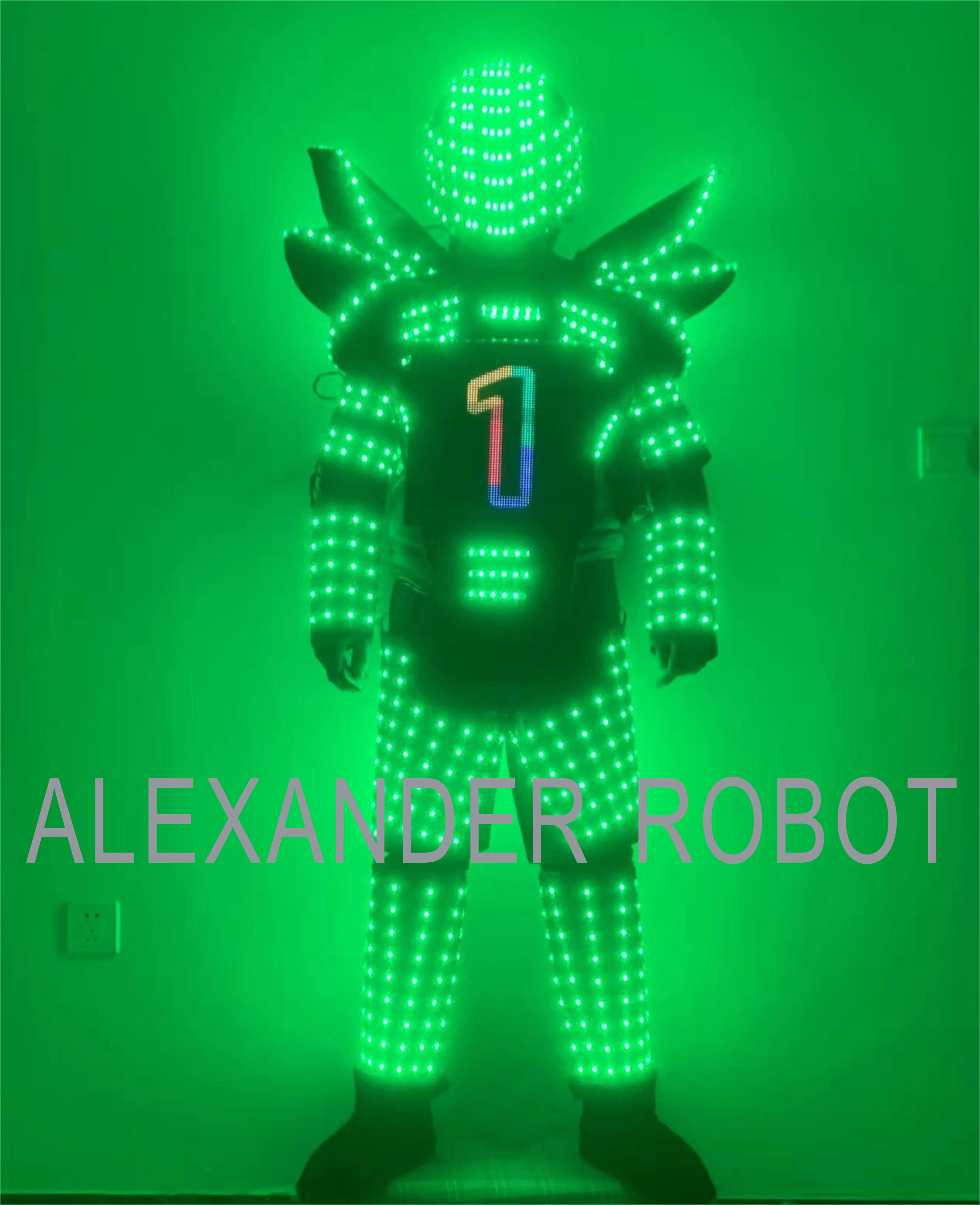 LED Display Robot Costumes Party Performance Wears Armor Suit Colorful Light Mirror Clothe Club Show Outfits Helmets Disco