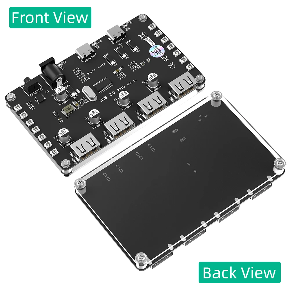 4 Port USB 2.0 Hub z 3528 kolorowe diody LED i pomocnicze zasilanie dla PC, Laptop, klawiatura, mysz, HDDs, dla Windows, Mac OS X,