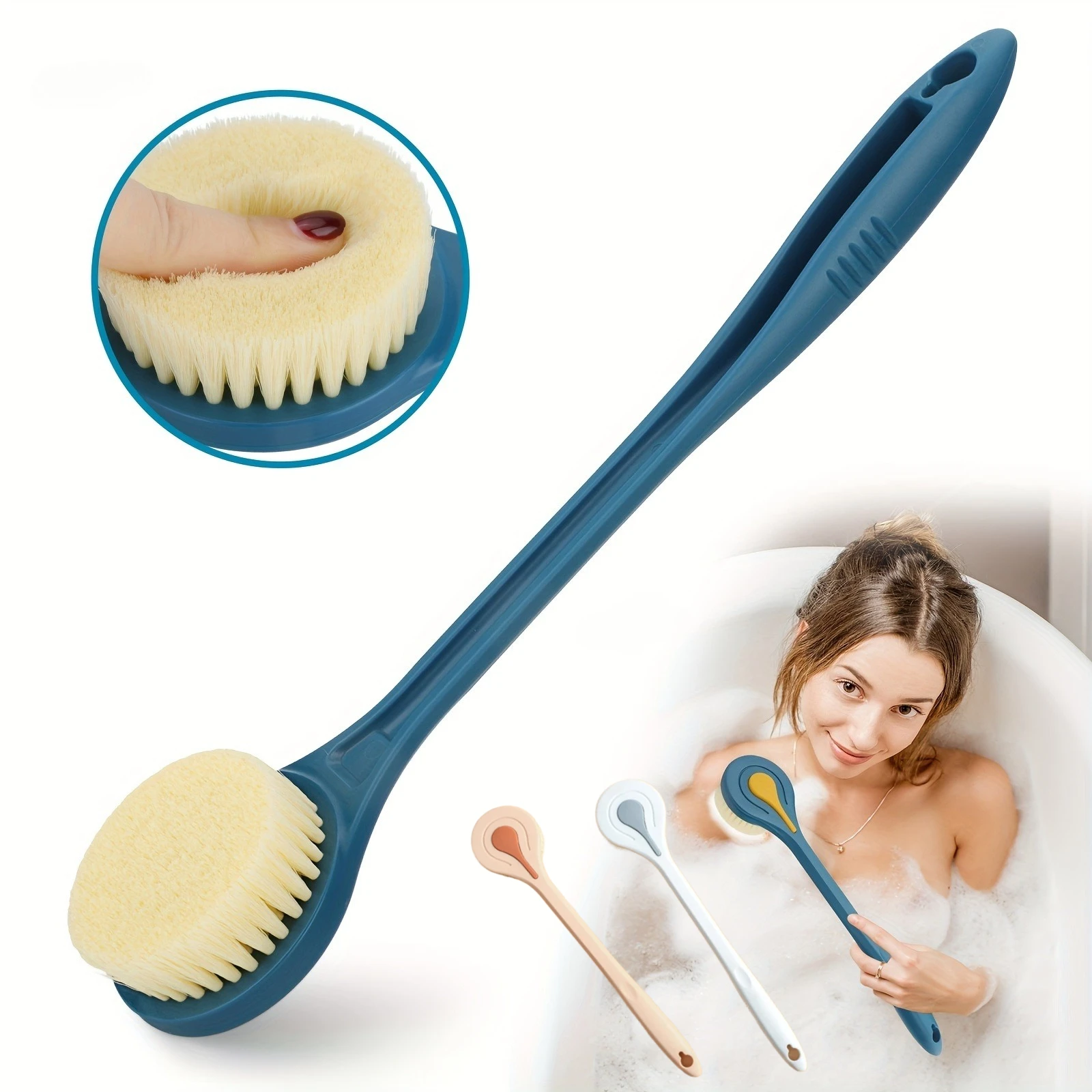

1pc Extra Long Bath Brush with Soft Hair Back Scrubber Shower Massage Body Brush for Spa Experience, Body Scrub