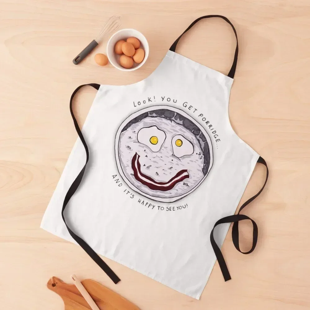 

You get Porridge, and it's Happy to See You! Apron for home useful pieces Nursing Kitchen Apras Man Bib For Kitchen Apron