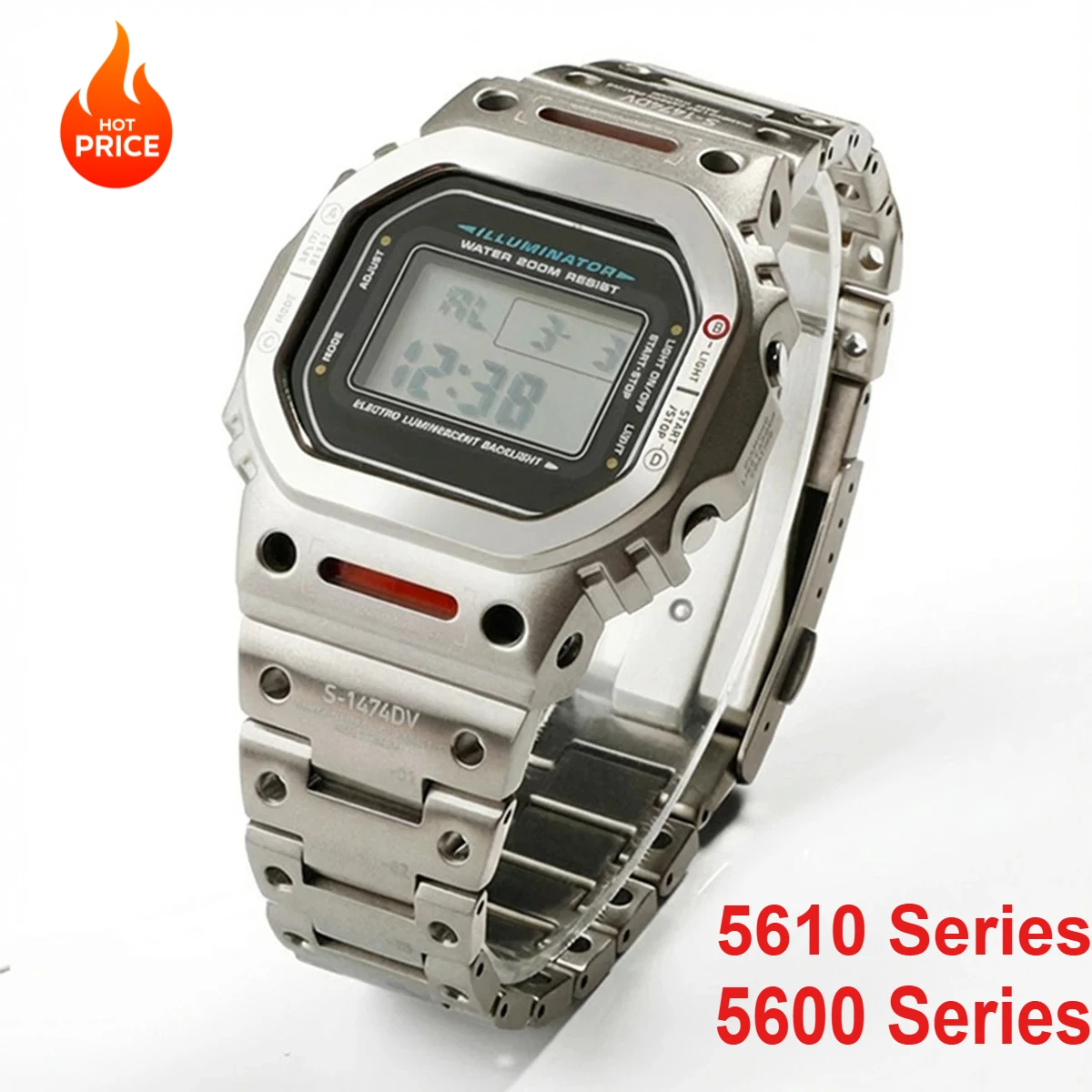 

Metal Strap Case Modification Kit for Casioak DW-5600 Titanium Bezel Set for GW-M5610 GW-5000 GLS5600 Stainless Metal Steel Case